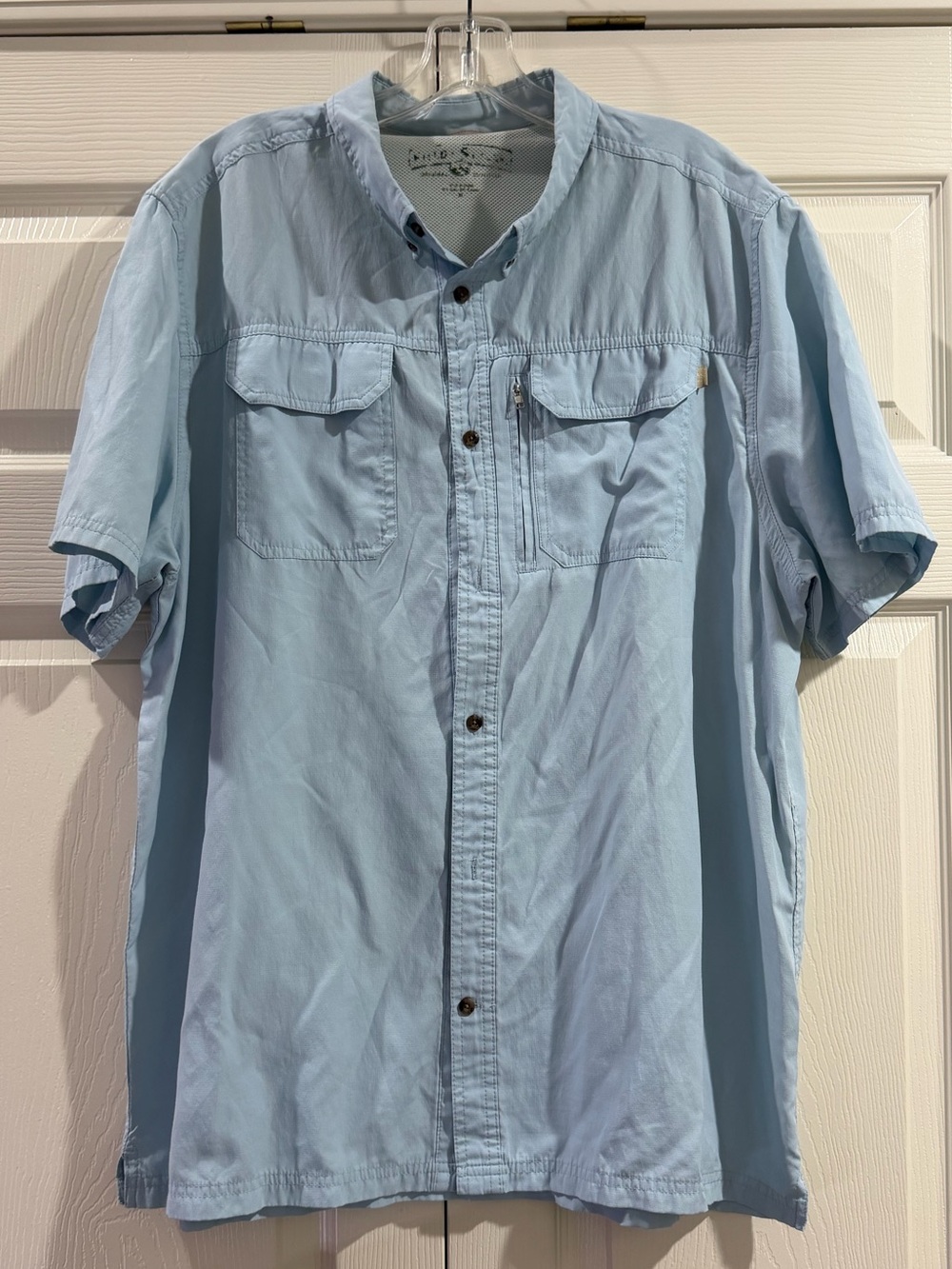Field Stream Shirt Mens XL Orange Short Sleeve Fishing Hiking Button Up Vented